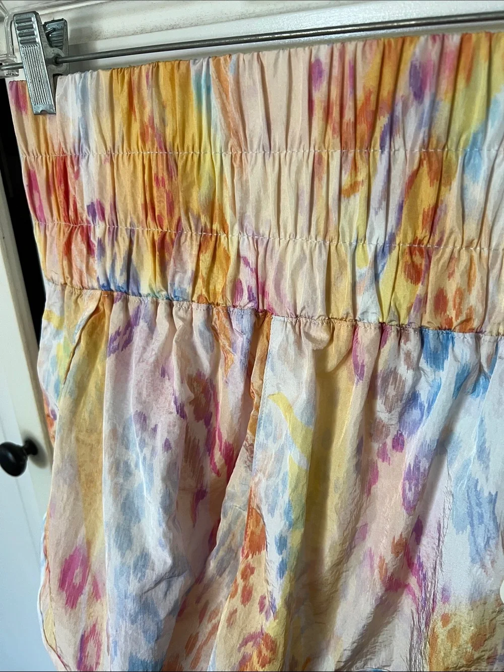Free people Colorful Watercolor Print Smocked Shorts